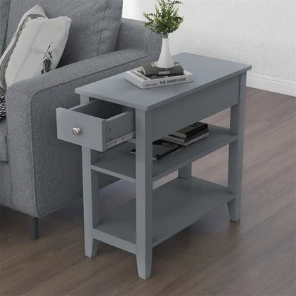 Narrow End Table with Drawer and Shelf - 11.22D x 23.62W x 24.02H