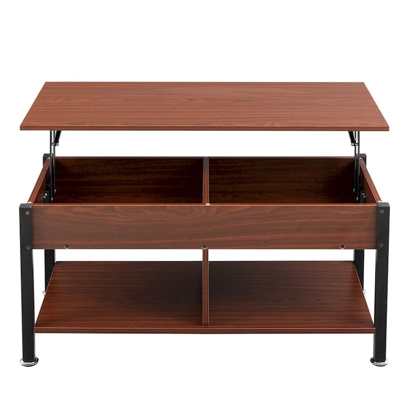 Metal Coffee Table with a Lifting Table and Hidden Storage Space