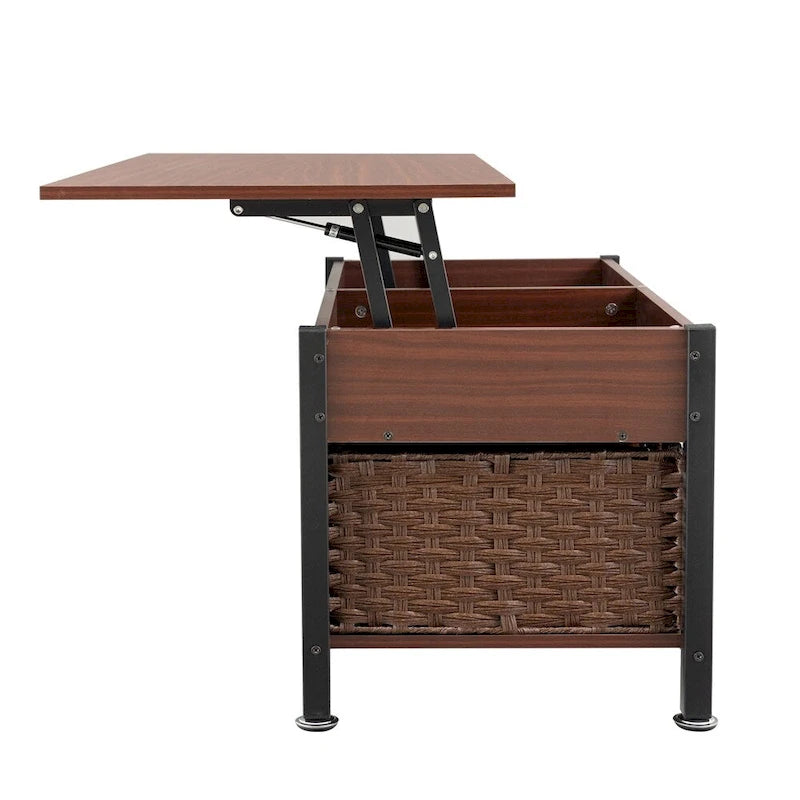 Metal Coffee Table with a Lifting Table and Hidden Storage Space