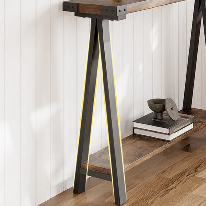 2-Tier Sofa Table, Entryway Table with Storage Shelf