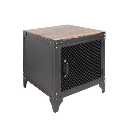 Conner Rustic Dark Walnut Steel 2-Piece Storage Coffee and End Table Set by Furniture of America