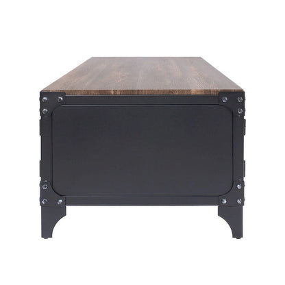 Conner Rustic Dark Walnut Steel 2-Piece Storage Coffee and End Table Set by Furniture of America