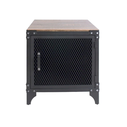 Conner Rustic Dark Walnut Steel 2-Piece Storage Coffee and End Table Set by Furniture of America
