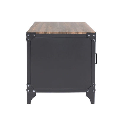 Conner Rustic Dark Walnut Steel 2-Piece Storage Coffee and End Table Set by Furniture of America