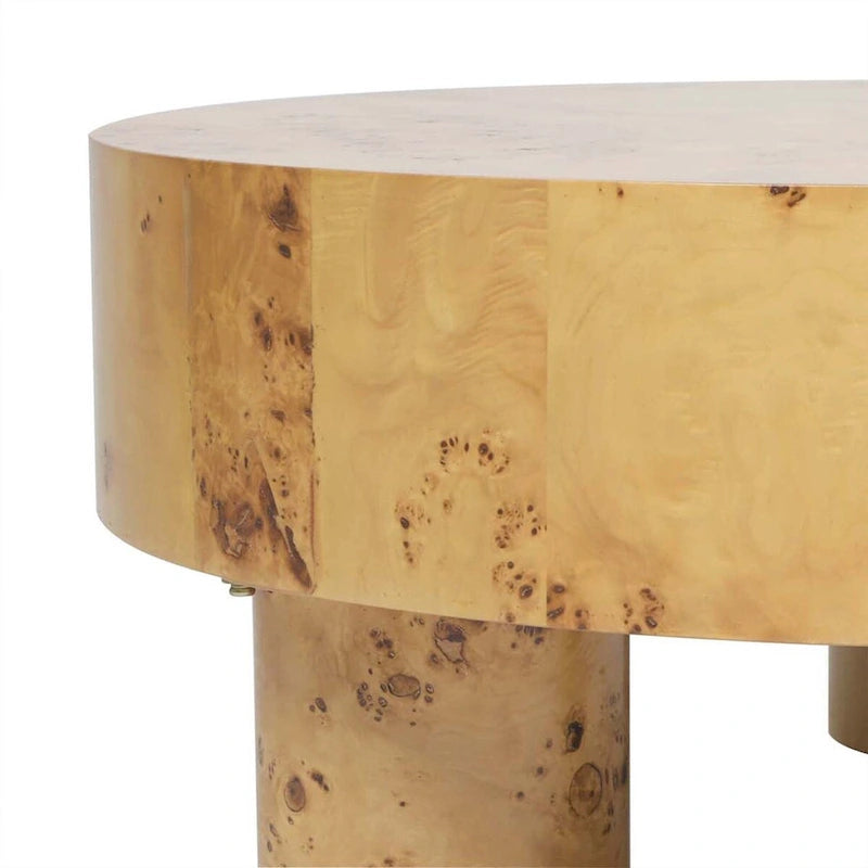 Nebula 35.5 Burl Wood Round Coffee Table with Pillar Legs