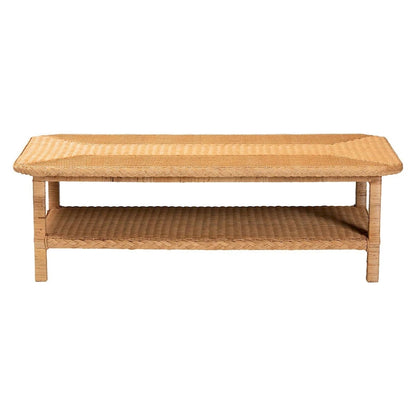 Minahasa Bohemian Light Honey Braided Rattan Coffee Table