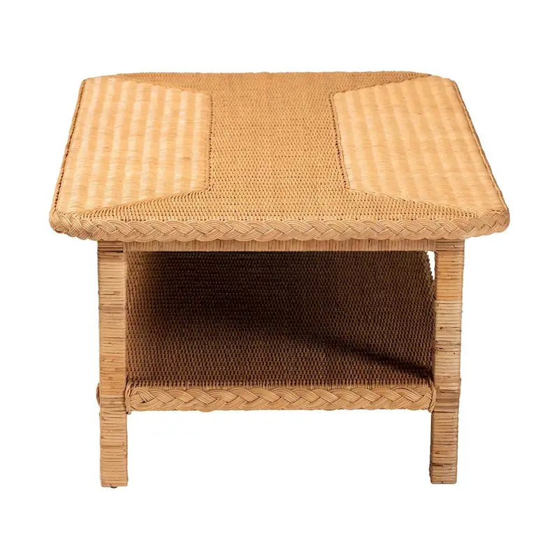 Minahasa Bohemian Light Honey Braided Rattan Coffee Table