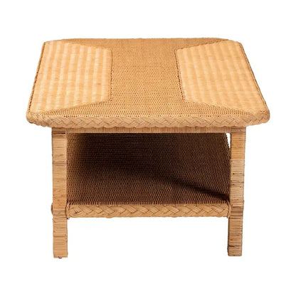 Minahasa Bohemian Light Honey Braided Rattan Coffee Table