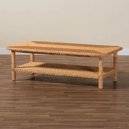 Minahasa Bohemian Light Honey Braided Rattan Coffee Table