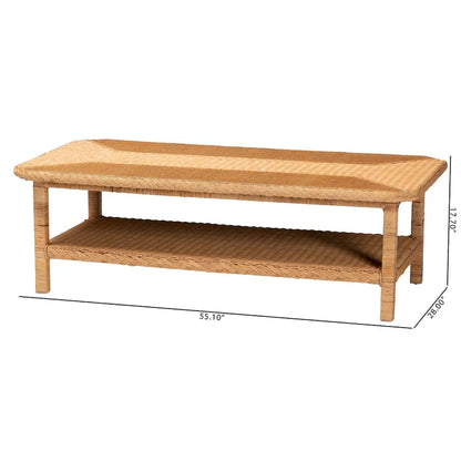 Minahasa Bohemian Light Honey Braided Rattan Coffee Table