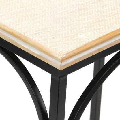 Claudette Set of 2 Rattan Accented Wood & Metal Rectangle Side Tables