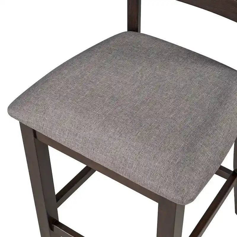 5 PCS Wooden Counter Height Dining Set with Padded Chairs and Storage Shelving