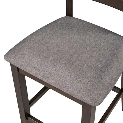 5 PCS Wooden Counter Height Dining Set with Padded Chairs and Storage Shelving