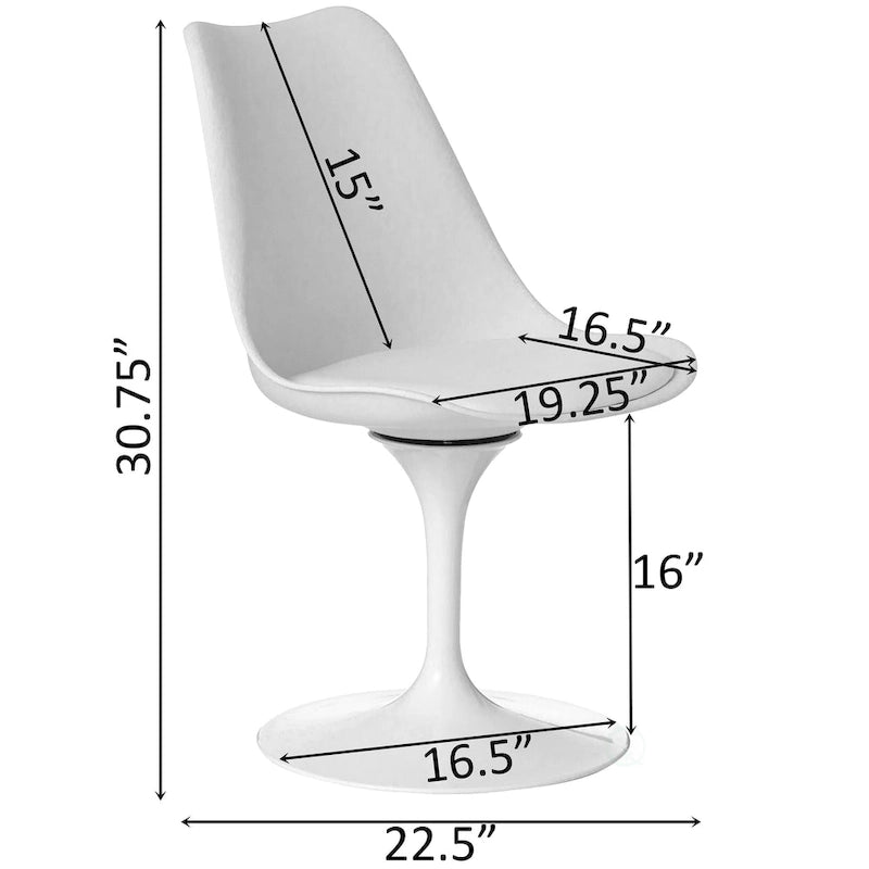 Mid-Century Modern Swivel Tulip Side Chair with Comfortable Cushioned Seat, White Polypropylene Accent Side Chair