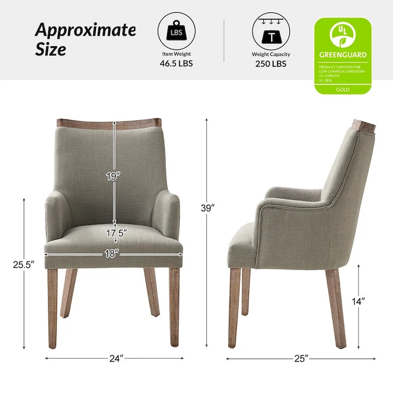 Albert Farmhouse Upholstered Solid Wood Dining Chair Set of 6 by HULALA HOME