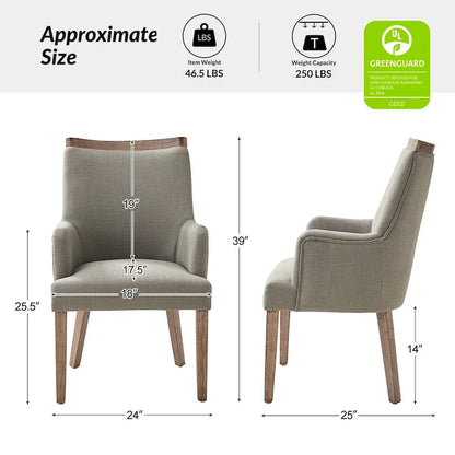 Albert Farmhouse Upholstered Solid Wood Dining Chair Set of 6 by HULALA HOME