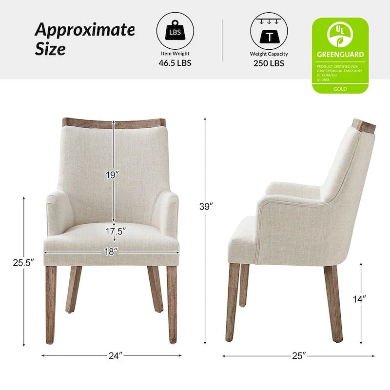 Albert Farmhouse Upholstered Solid Wood Dining Chair Set of 6 by HULALA HOME