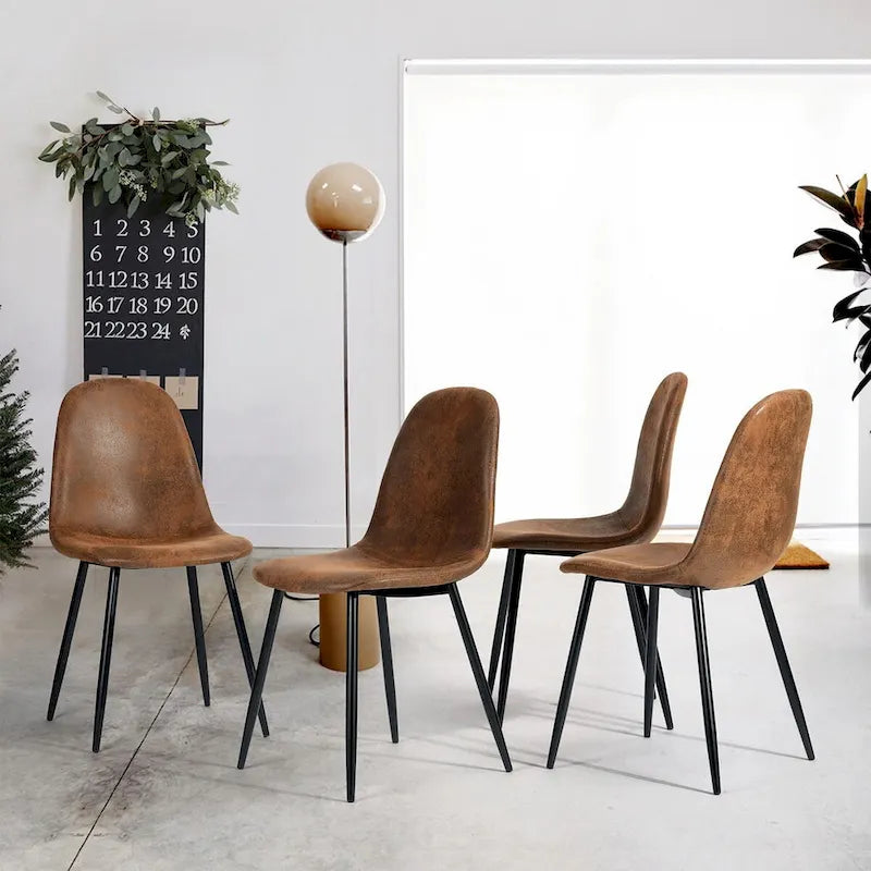 HomyLin Dining Chairs Set of 4 Suede Side Accent Chairs with Black Metal Legs