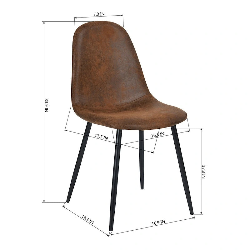 HomyLin Dining Chairs Set of 4 Suede Side Accent Chairs with Black Metal Legs