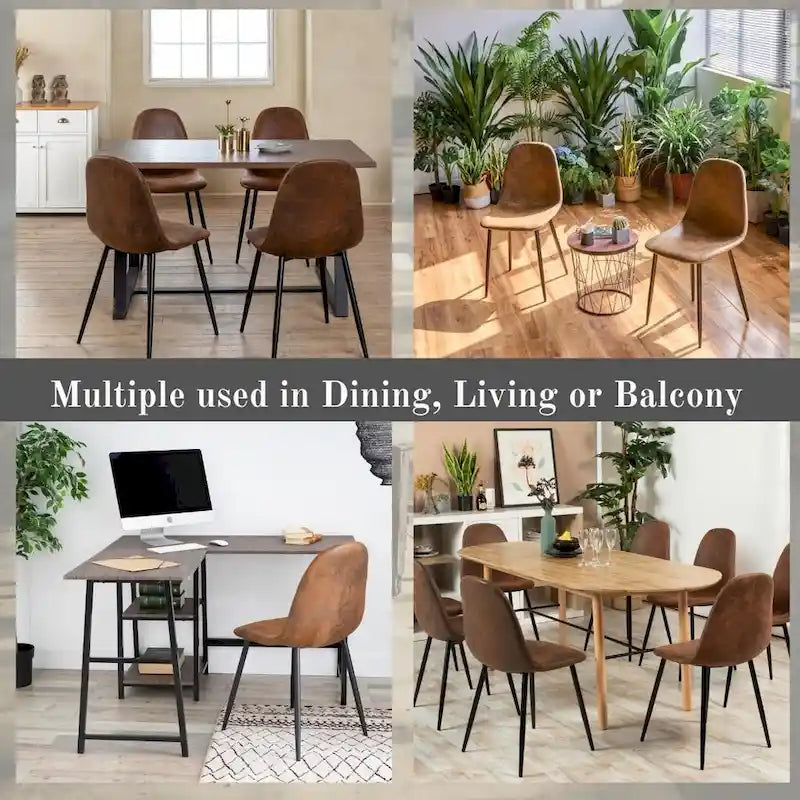 HomyLin Dining Chairs Set of 4 Suede Side Accent Chairs with Black Metal Legs