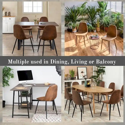 HomyLin Dining Chairs Set of 4 Suede Side Accent Chairs with Black Metal Legs