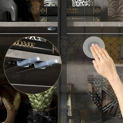 Display Storage Cabinet Showcase with Glass Doors and LED Light