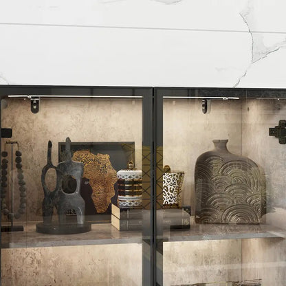Display Storage Cabinet Showcase with Glass Doors and LED Light