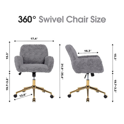 Upholstered Office Chair with Adjustable 360 Swivel Golden Base