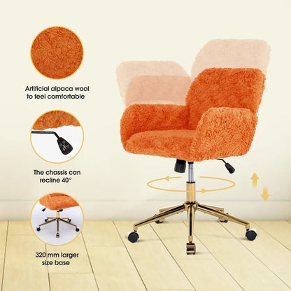 Upholstered Office Chair with Adjustable 360 Swivel Golden Base