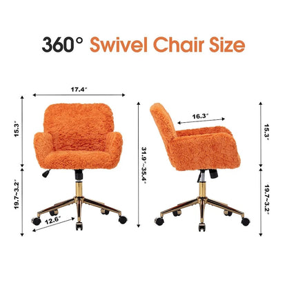 Upholstered Office Chair with Adjustable 360 Swivel Golden Base