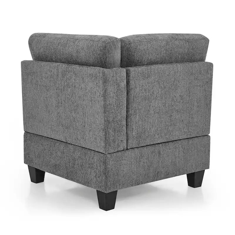 Grey Chenille L-shaped Modular Sectional Sofa with Three Single Chairs and Three Corners - 116W x 89.5D x 36.5H