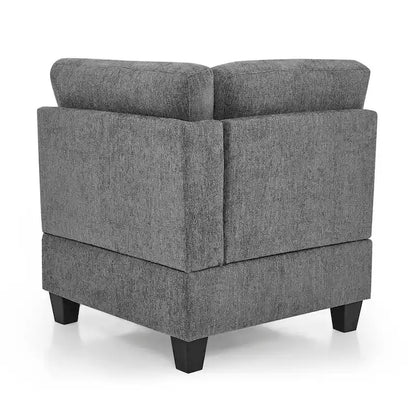 Grey Chenille L-shaped Modular Sectional Sofa with Three Single Chairs and Three Corners - 116W x 89.5D x 36.5H