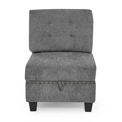 Grey Chenille L-shaped Modular Sectional Sofa with Three Single Chairs and Three Corners - 116W x 89.5D x 36.5H