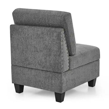 Grey Chenille L-shaped Modular Sectional Sofa with Three Single Chairs and Three Corners - 116W x 89.5D x 36.5H