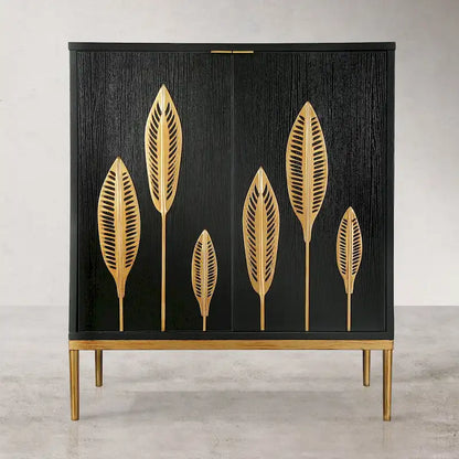 Evari Mid-century Modern 2-Door Accent Cabinet Sideboard Antique Gold Storage Shelf for Living/ Dining Room