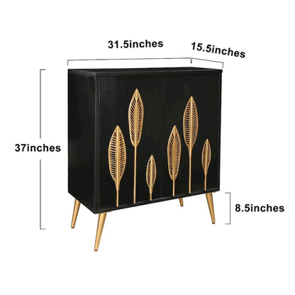Evari Mid-century Modern 2-Door Accent Cabinet Sideboard Antique Gold Storage Shelf for Living/ Dining Room