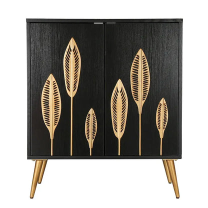 Evari Mid-century Modern 2-Door Accent Cabinet Sideboard Antique Gold Storage Shelf for Living/ Dining Room