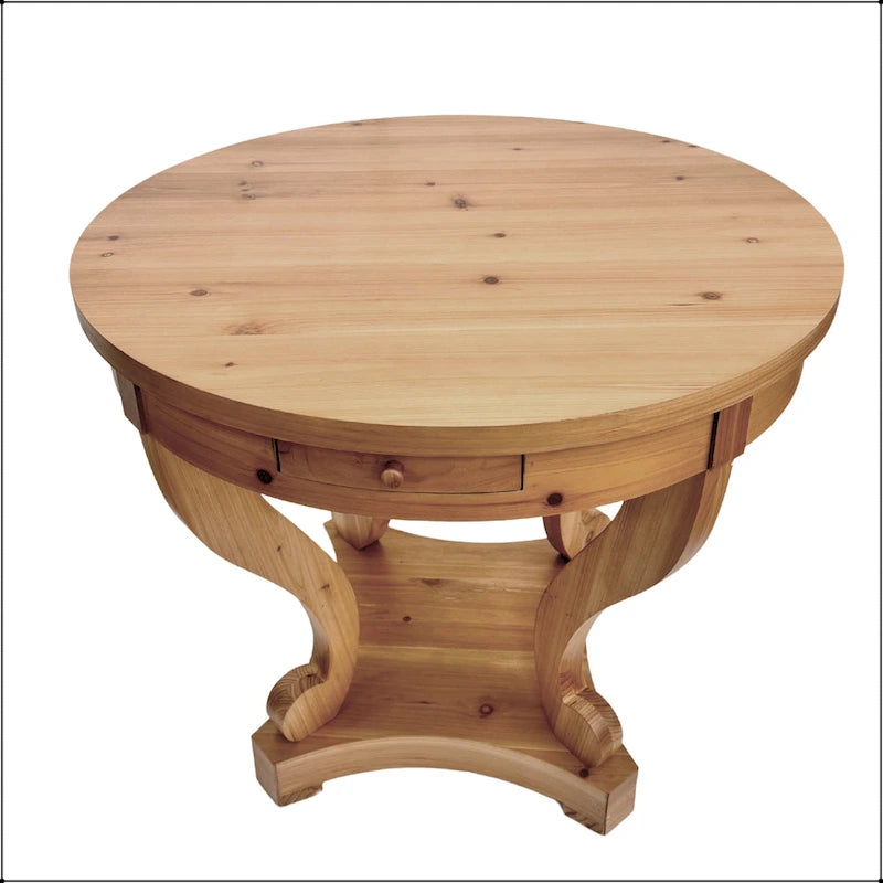 Curved Legs Farmhouse Style Small Size Round Dining Table
