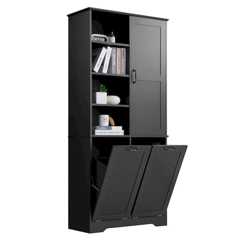Bathroom Storage Cabinet with Doors, Drawers & Tilt-Out Laundry Hamper