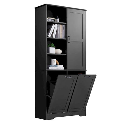 Bathroom Storage Cabinet with Doors, Drawers & Tilt-Out Laundry Hamper