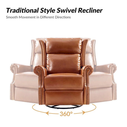 Viviana Traditional Genuine Leather Manual Swivel Glider Recliner Set of 2 by HULALA HOME