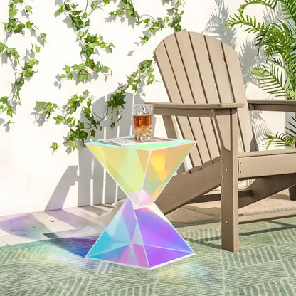 Modern Acrylic Accent End Table, Outdoor Side Tables - 18.11H x 12.6W x 12.6L