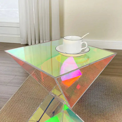 Modern Acrylic Accent End Table, Outdoor Side Tables - 18.11H x 12.6W x 12.6L