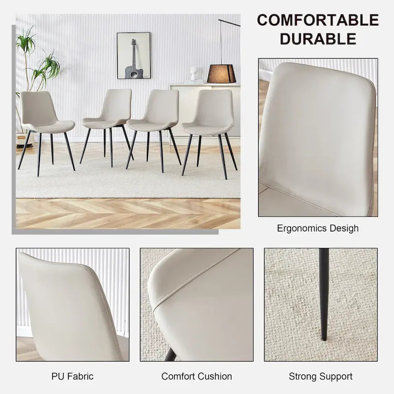 Dining Chairs Set of 4 Modern Kitchen Artificial Leather Chairs