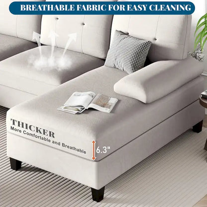 Futzca Sectional Sofa Couches for Living Room, 4 Seat U-Shaped Sofa
