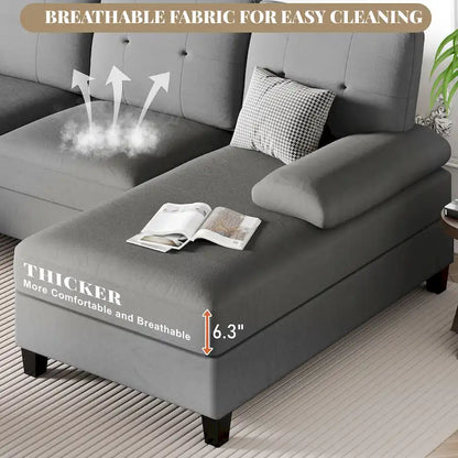 Futzca Sectional Sofa Couches for Living Room, 4 Seat U-Shaped Sofa