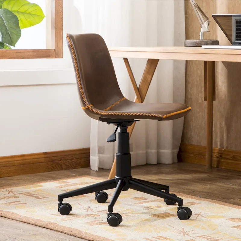 Faux Leather 360 Swivel Air Lift Office Chair, Antique Brown