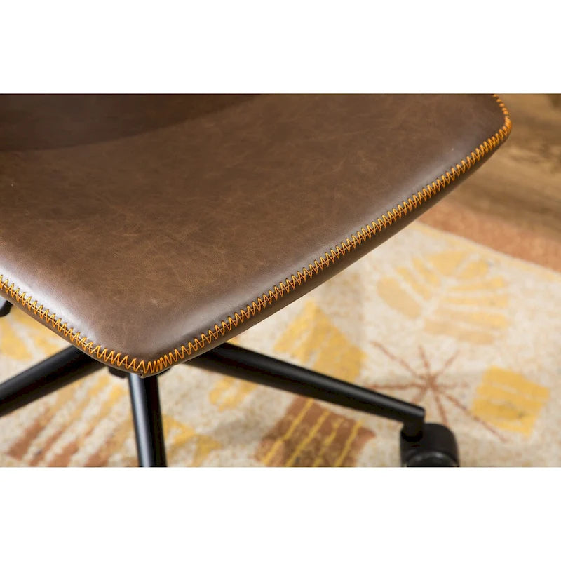 Faux Leather 360 Swivel Air Lift Office Chair, Antique Brown