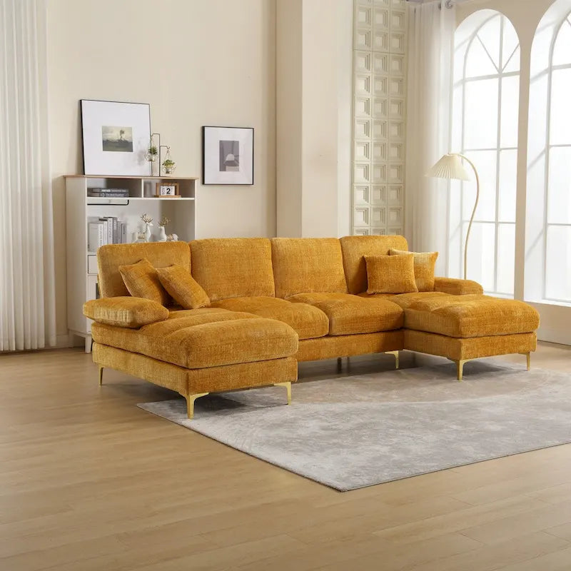 UNITED Modern Large chenille Fabric U-Shape Sectional Sofa