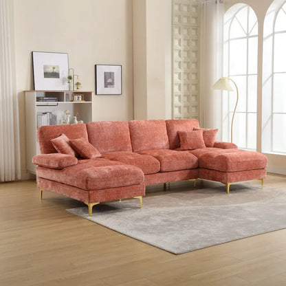 UNITED Modern Large chenille Fabric U-Shape Sectional Sofa